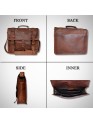 Men's Genuine Leather Brown Briefcase Laptop Crossbody Office Bag